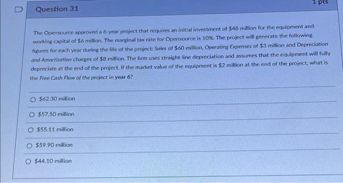  i will upvote 1 pts U Question 31 The Opensource approved