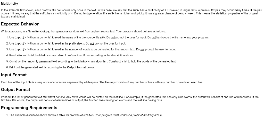 Suppose that you were given the task of generating random English text