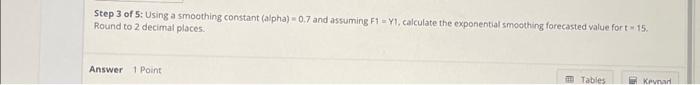 1 of 5: Using a smoothing constant (alpha) = 0.1 and assuming