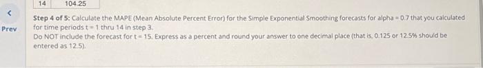 F1 = Y1, calculate the exponential smoothing forecasted value for t =