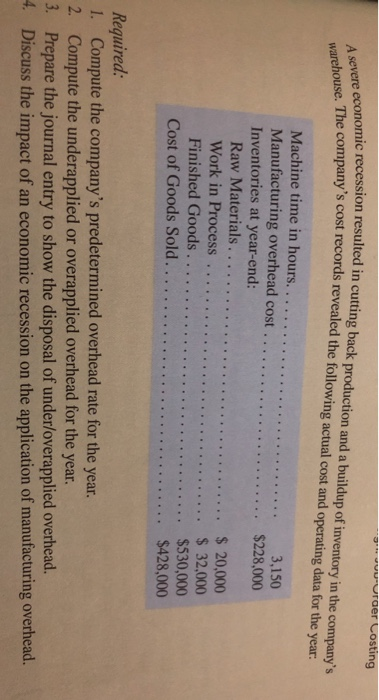 Disposition of Underapplied or O Overhead [LO3, LO5, LO7] Gordon Company is
