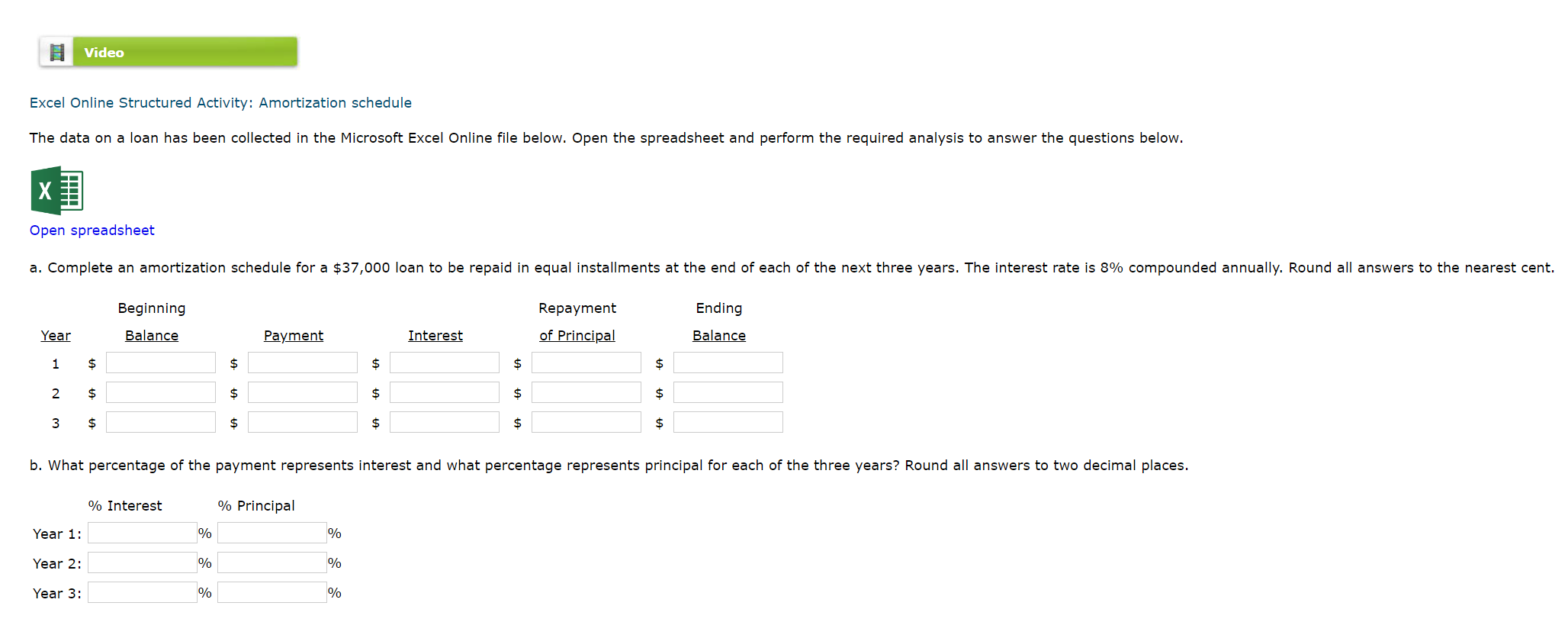 The Excel file does not need to be filled out. I