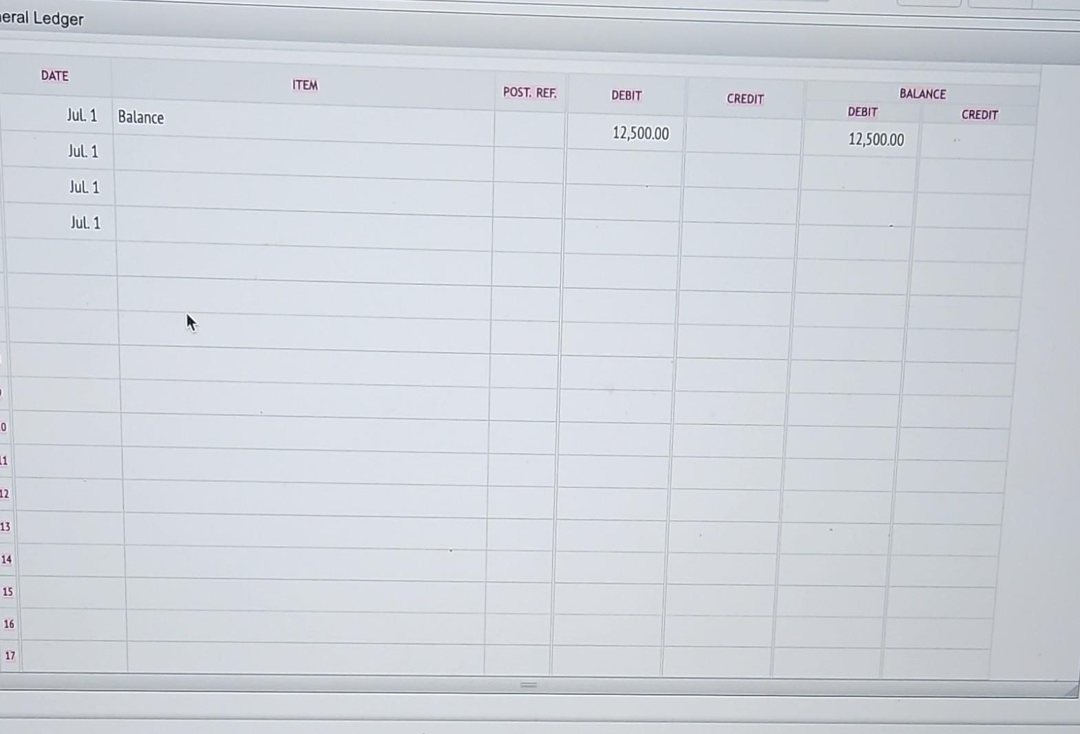 20 Recorded services provided on account for the period July 1320,$6,650. 24