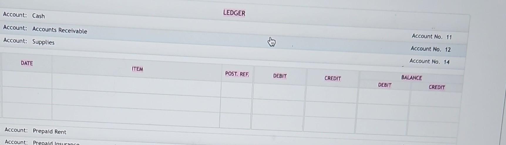 17-24, $4,000. 26 Received cash from clients on account, $12,000. 27 Paid