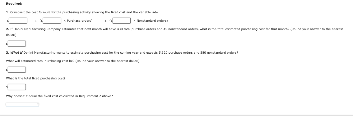 The controller for Dohini Manufacturing Company felt that the number of purchase