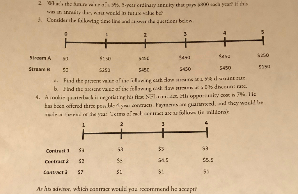 Just answer # 3 2, What's the future value of a 5%,