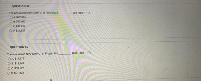 ve projects A and B The relevant cash flows for each project