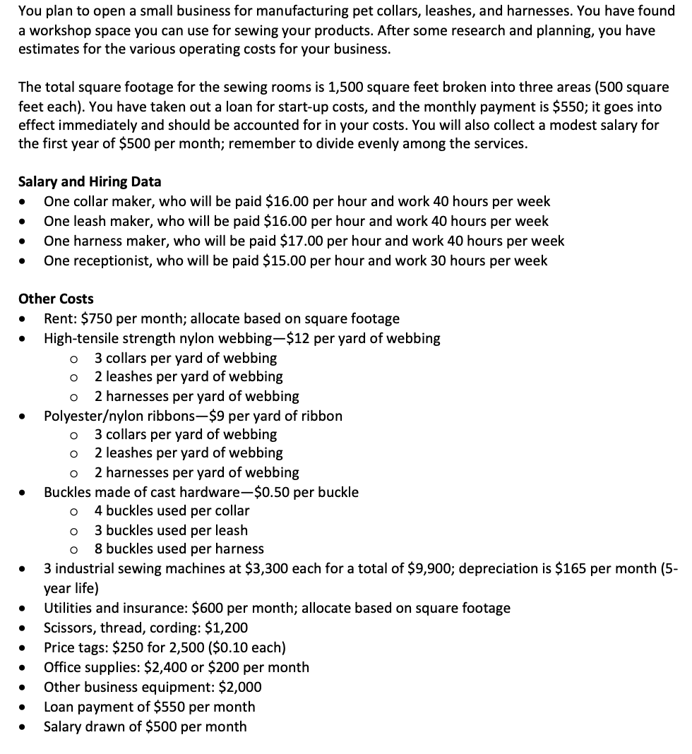 Data Appendix Word Document to complete the first two tabs, Cost Classification"