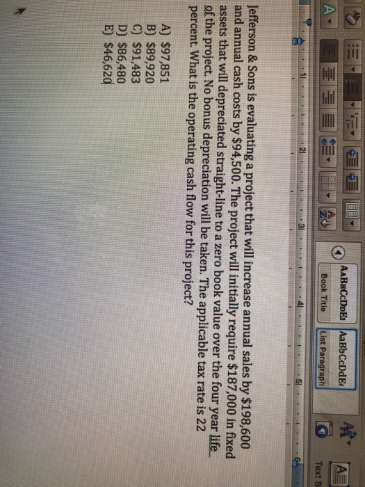  List Paragraph Text B Jefferson & Sons is evaluating a project