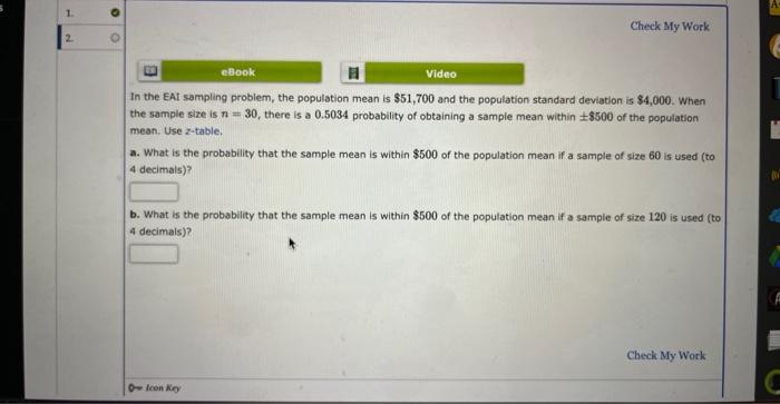  In the EAi sampling problem, the population mean is $51,700 and