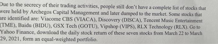 activities, people still don't have a complete list of stocks that were