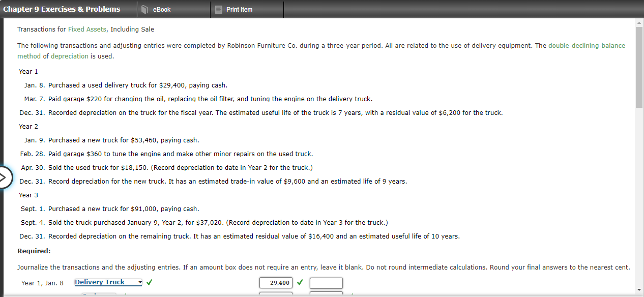  Chapter 9 Exercises & Problems eBook Print Item Transactions for Fixed