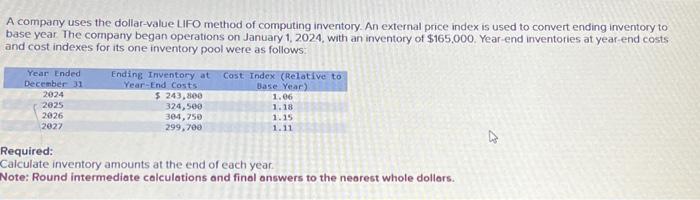  Fix This Please! A company uses the dollar-value LIFO method of