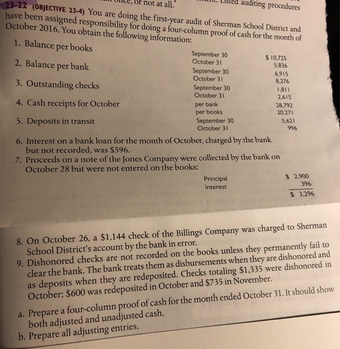  23-22 UliCe, or LiSted auditing LIL. (OBJECTIVE not at all. procedures