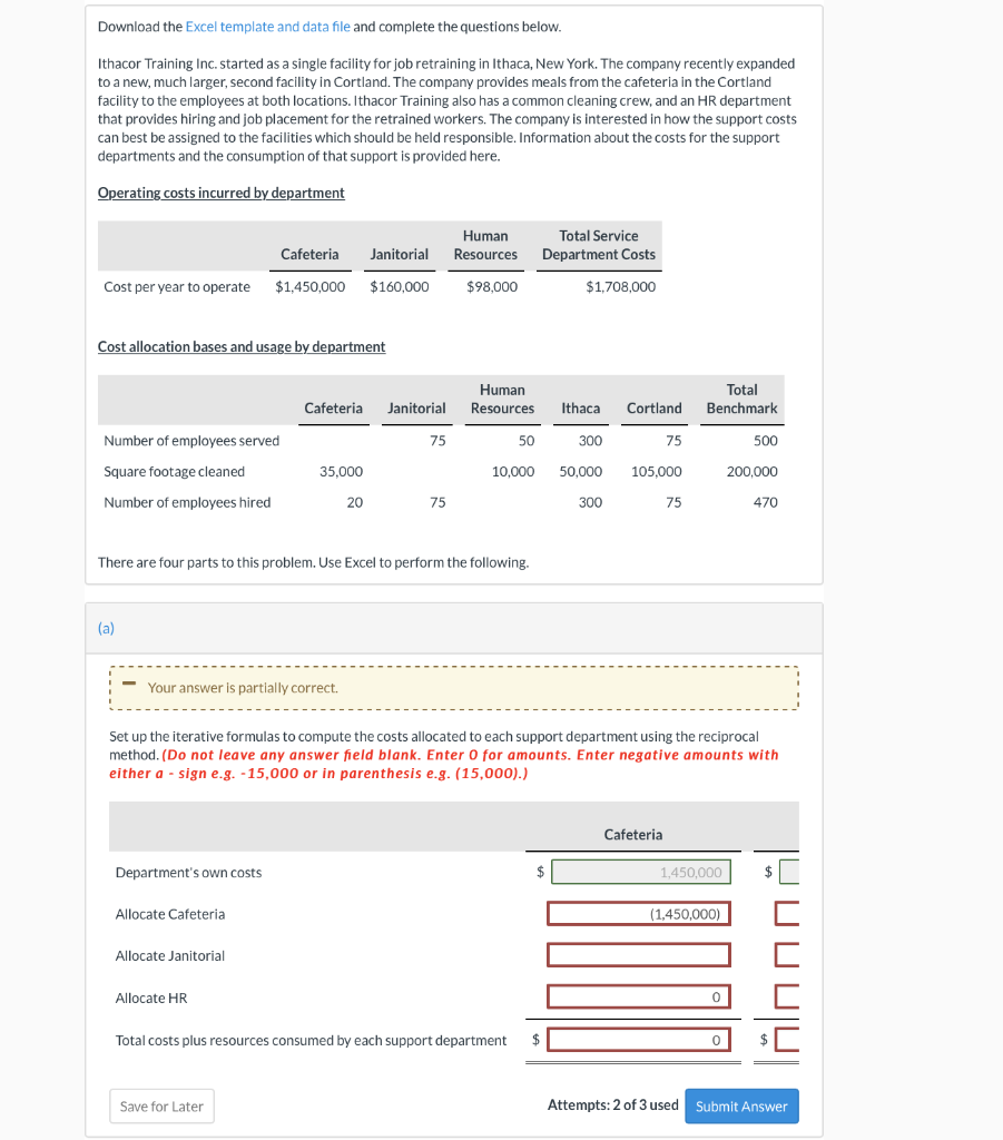  Download the Excel template and data file and complete the questions