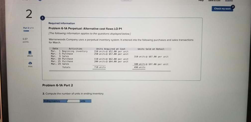 Check my work 1 Units Sold at Retail Units Acquired at Cost