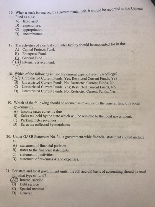  Please answer only #s 16, 19, 20. 16. When a truck