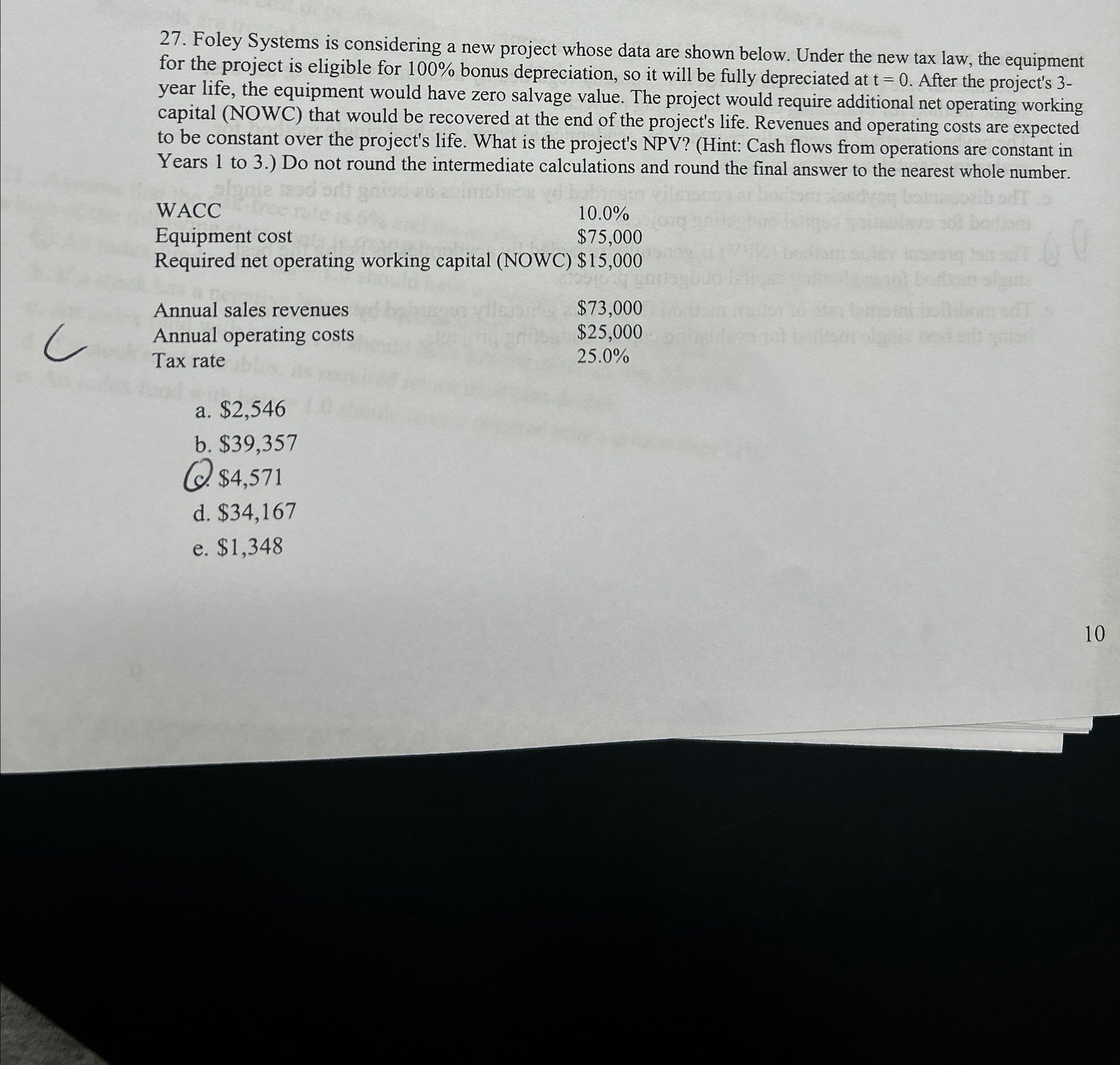  Foley Systems is considering a new project whose data are shown