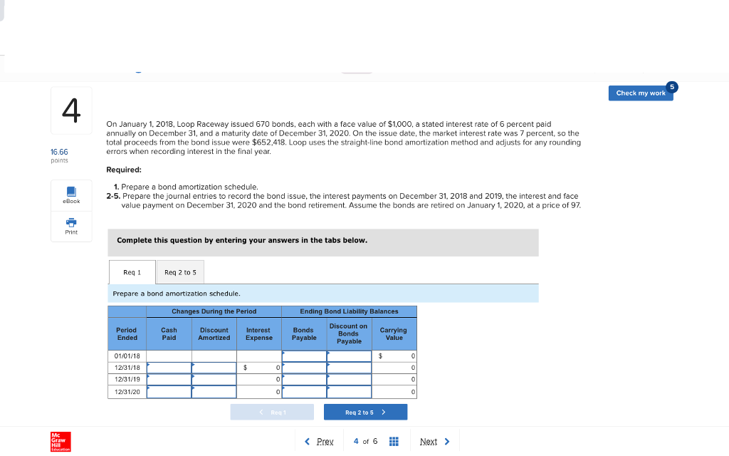 5 Check my work 4 On January 1, 2018, Loop Raceway