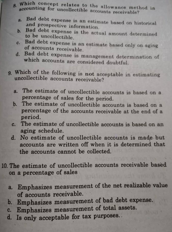 of financial position is the allowance method based on a. Direct writeoff