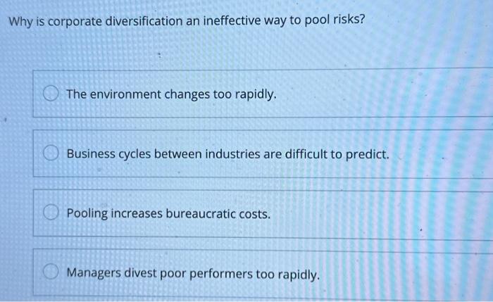 thanks !! Why might a business model based on diversification lead to