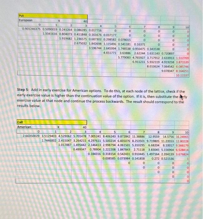 in to excel Step 5: Add in early exercise for American options.
