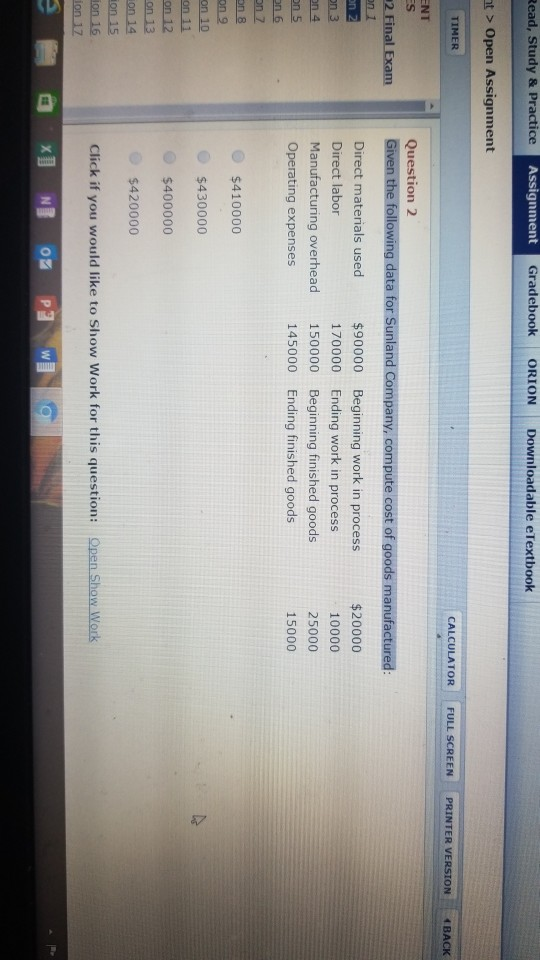 ead, Study & Practice Assignment Gradebook ORION Downloadable eTextbook t> Open