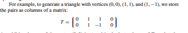  Consider the vertex matrix T in application 1 page 185. How
