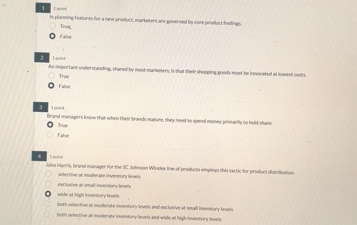 new product, marketers are governed by core product findings. True, False 1