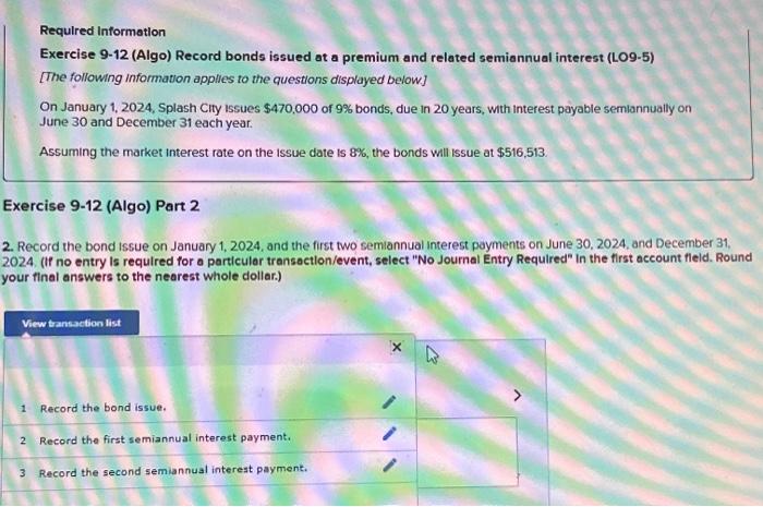 and related semiannual interest (LO9-5) [The following information applies to the questions