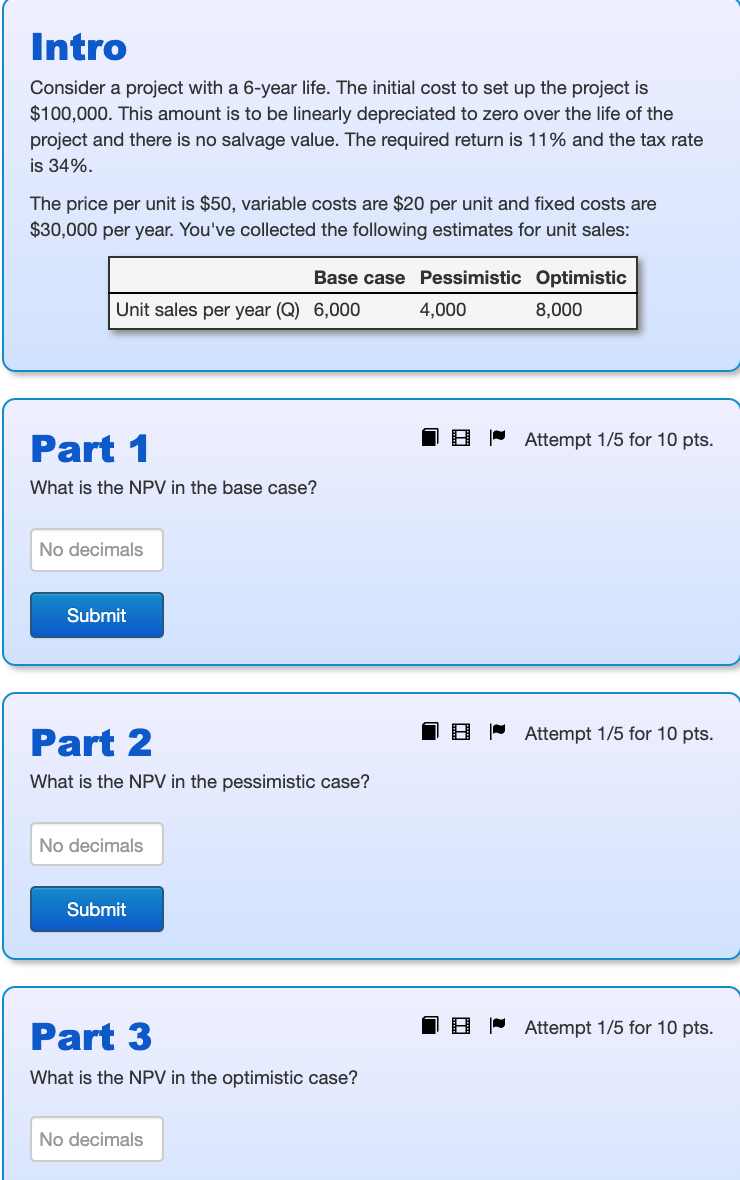 Intro Consider a project with a 6-year life. The initial cost