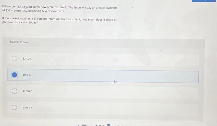  please help. its timed. thank you! E-Eyes.com just issued some new