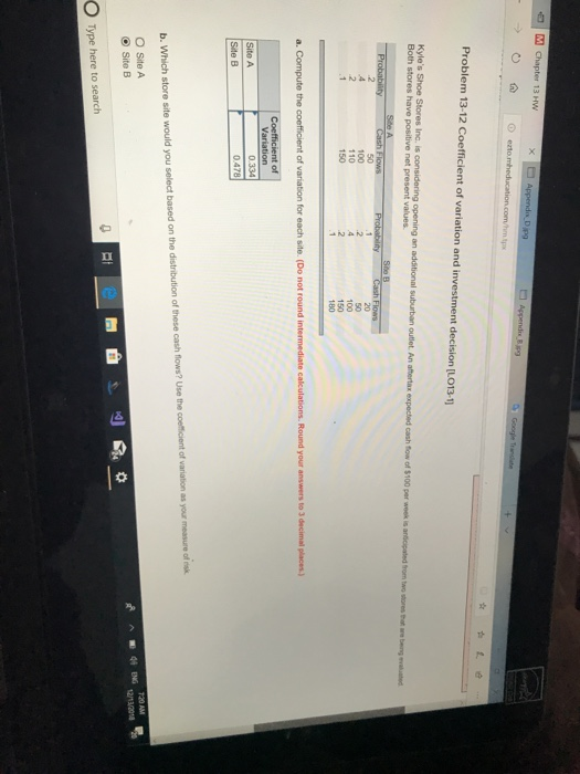  M Chapter 13 HVw Problem 13-12 Coefficient of variation and investment