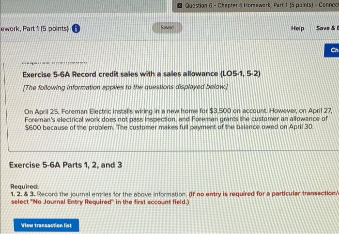  * Question 6 - Chapter 5 Homework, Part 1 (5 points)