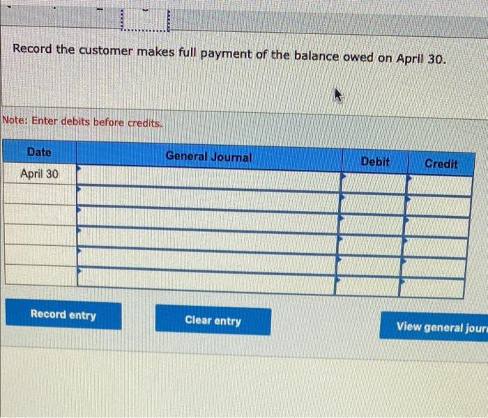 (The following information applies to the questions displayed below.) On April 25,