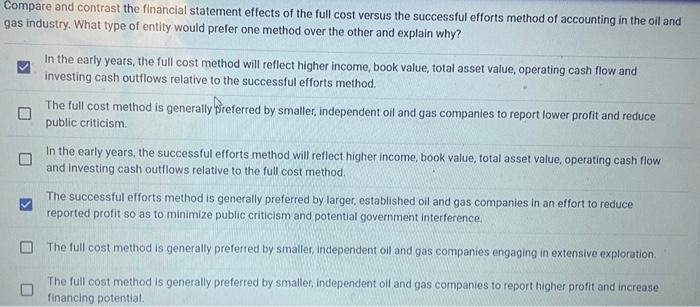 please help, multiple amswers are correct tompare and contrast the financial statement