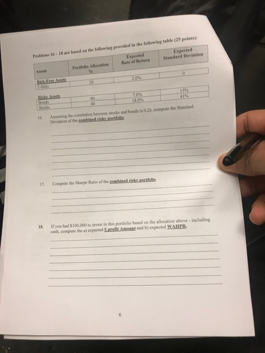  Please answer all parts Problems 16-18 are based on the follow