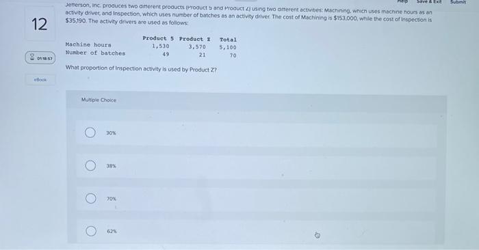 please help with all questions Save & E Submit Jefferson, Inc. produces