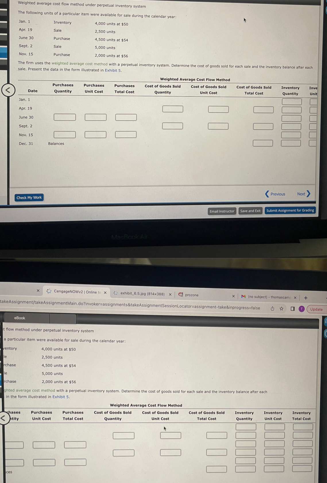  Weighted average cost flow method under perpetual inventory system The following