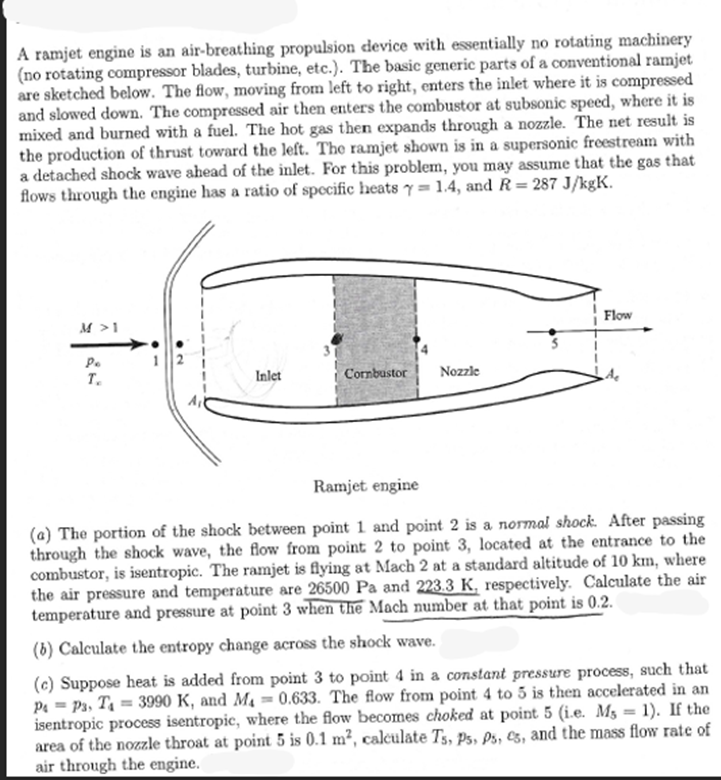  A ramjet engine is an air-breathing propulsion device with essentially no