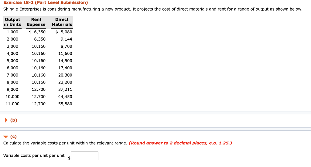  Exercise 18-2 (Part Level Submission) Shingle Enterprises is considering manufacturing a