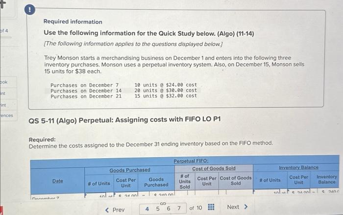 help please! thank you so much Required information Use the following information