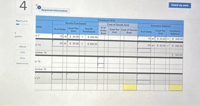for the Quick Study below. (Algo) (11-14) [The following information applies to