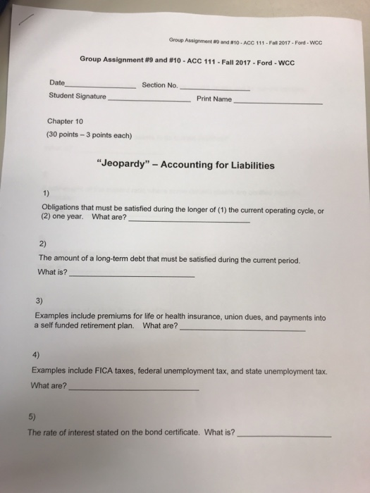  Group Assignment "9.nd #10-ACC 111.Fat 2017-Feed-wcc Group Assignment #9 and #10-ACC