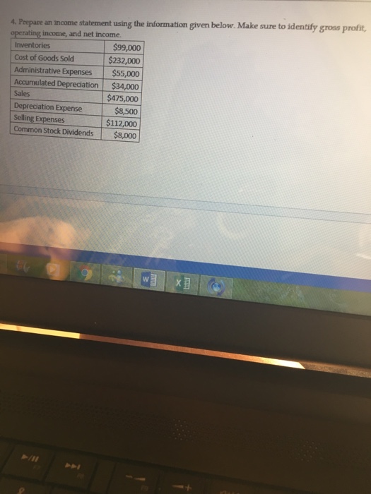  Prepare an income statement using the information given below. Make sure