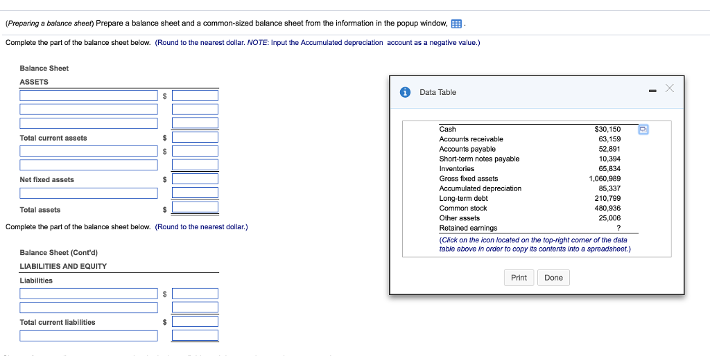  Please complete everything. (Preparing a balance sheef) Prepare a balance sheet
