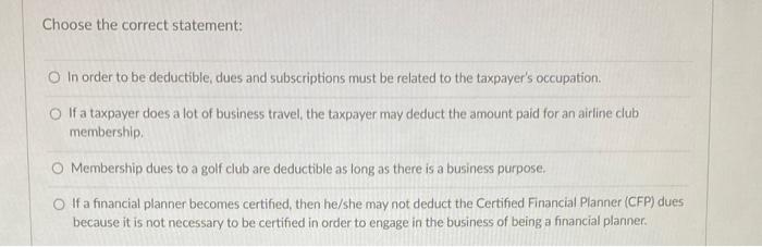 what is the solution? Choose the correct statement: In order to be