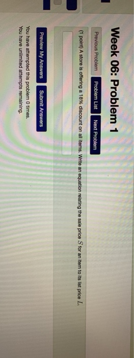  Week 06: Problem 1 Previous Problem Problem List Next Problem (1