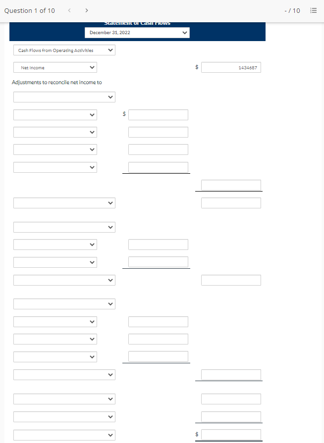 Attempt in Progress Shown below are comparative balance sheets for Flint Corporation.