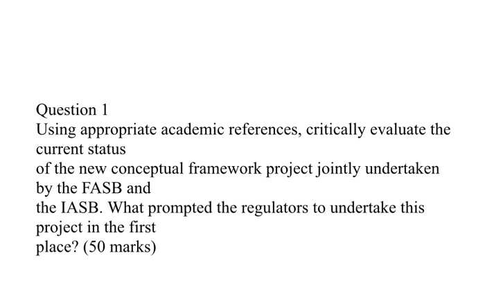  Question 1 Using appropriate academic references, critically evaluate the current status